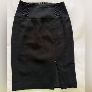 bebe Black Lace-Up Pencil Skirt